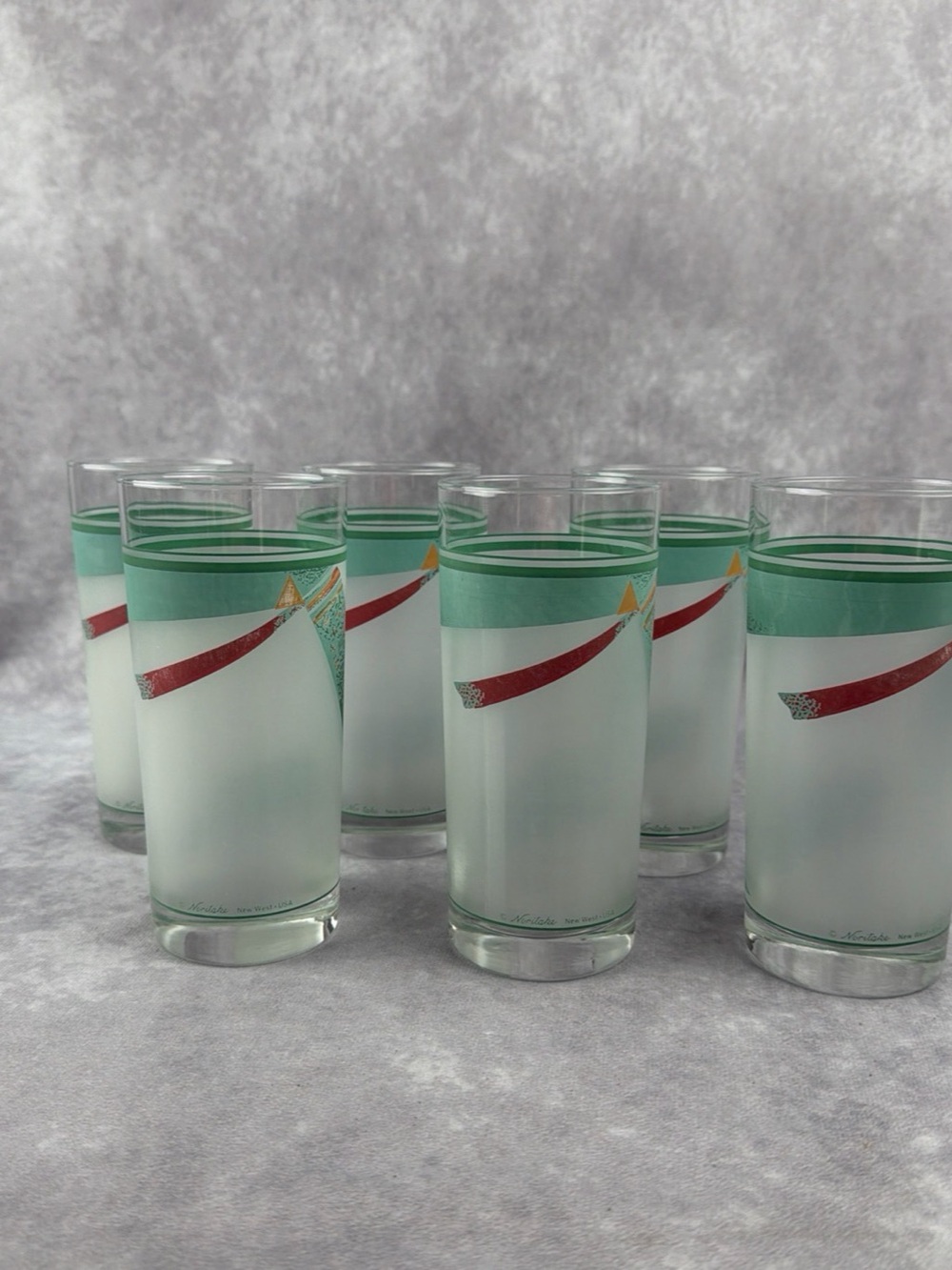 Noritake New West Set of 6 14 Oz Tumblers Retro Geometric Glassware USA